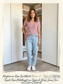 T-shirt rosa glitter in maglina di viscosa - Tg42