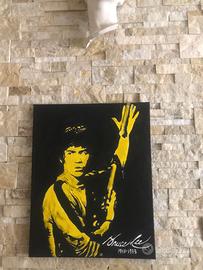 QUADRO DIPINTO a mano ''BRUCE LEE'' firmato 50X40