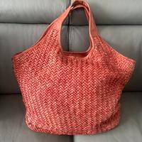 Borsa vera pelle intrecciata rossa