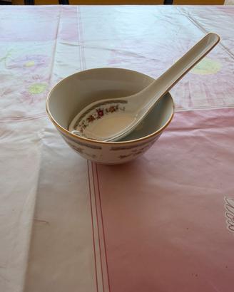 Vintage ciotola e cucchiaio in Porcellana Guoguang