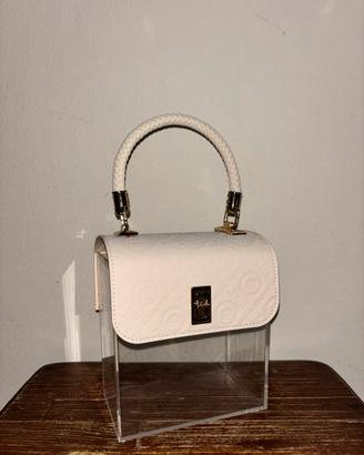Borsa decorativa trasparente con finiture in oro