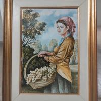 Quadro donna con uva