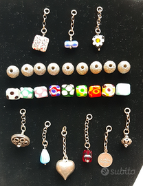 Lotto 27 charms argento 925 Murrine Vintage