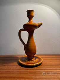 Portacandela vintage in ceramica invetriata