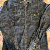 Camicia jeans camouflage slim fit Zara taglia S