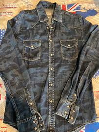 Camicia jeans camouflage slim fit Zara taglia S