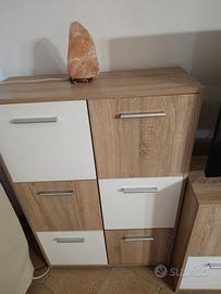 Soggiorno coordinato moderno Rovere e Bianco