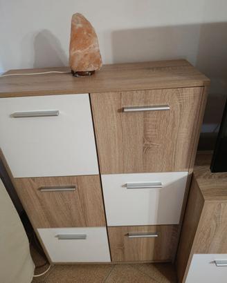 Soggiorno coordinato moderno Rovere e Bianco