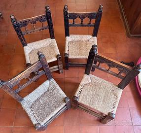 Sedie spagnole XIX secolo seduta in paglia
