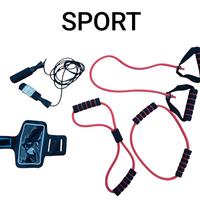 Set Elastici Fitness e Corda+2 pantaloncini rossi