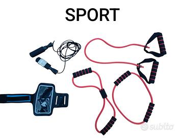 Set Elastici Fitness e Corda+2 pantaloncini rossi