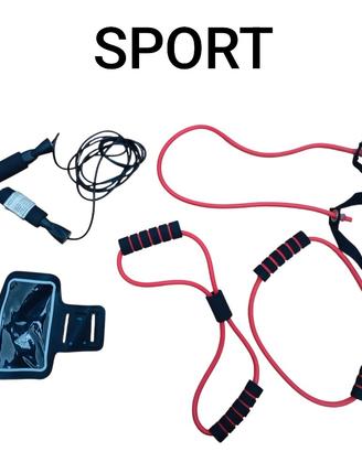 Set Elastici Fitness e Corda+2 pantaloncini rossi