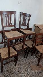 7 sedie cucina legno paglia