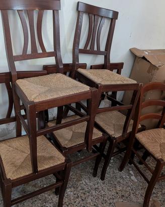 7 sedie cucina legno paglia