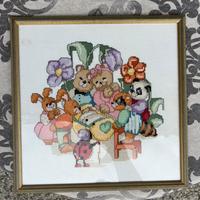 Composizione per bambi in punto croce con cornice