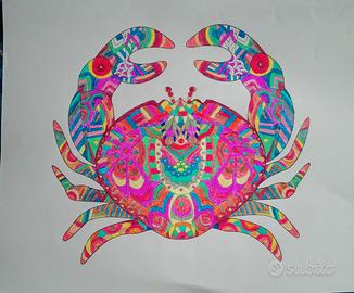 mandala granchio colorato a mano 