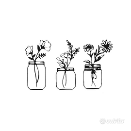 Decorazione Parete Vasi con Fiori – Wall Art Rusti