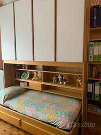 Camera a ponte+Letto +Letto Estraibile+Libreria