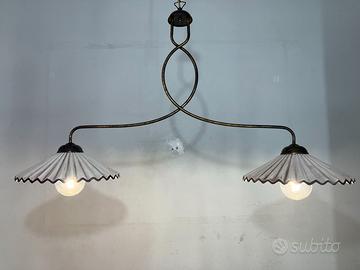 Lampadario "bilanciere" metallo/ceramica anticata