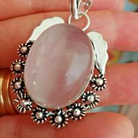 Collana in argento 925 con ciondolo in quarzo rosa