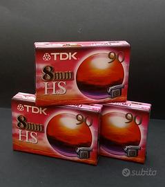 Lotto di 3 videocassette TDK 8mm HS 90 minuti