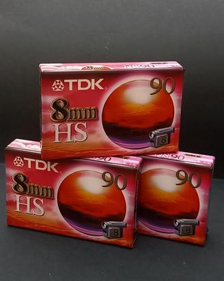 Lotto di 3 videocassette TDK 8mm HS 90 minuti