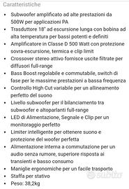 subwoofer 18 pollici attivi 