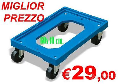 CARRELLO PORTA CASSE 60x40 portata 250Kg - 4 ruote