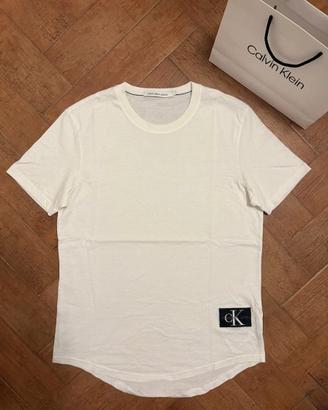 T-shirt Calvin Klein Jeans bianca con logo CK M 👕