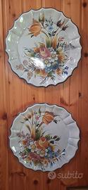 Coppia Grandi Piatti da Parete Ceramica Bassano