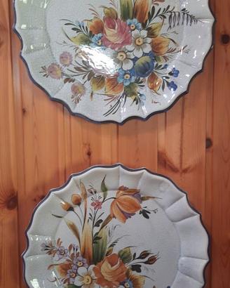Coppia Grandi Piatti da Parete Ceramica Bassano