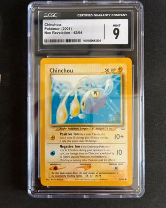 Carta gradata Pokemon Chinchou #42 CGC 9 NEO REV.