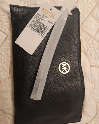 Micheal Kors Fulton Large zip clutch nuova con car