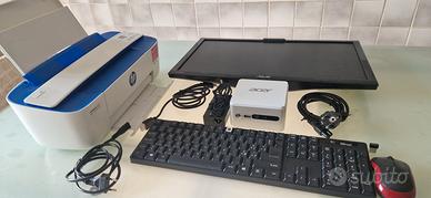 PC Acer  ( Mini Pc )- Video - Tastiera - Stampante