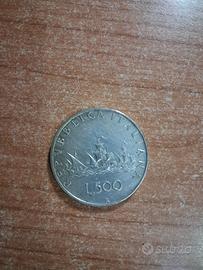 moneta 500lire argento Caravelle Repubblica Itali 