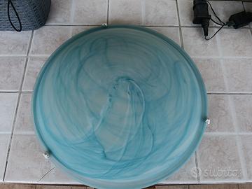 Plafoniera 41cm azzurra vetro perfetta