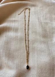 collana dorata tormalina nera portafortuna