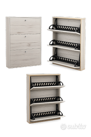 Scarpiera salvaspazio 3 ante–effetto rovere chiaro