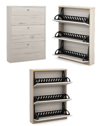 Scarpiera salvaspazio 3 ante–effetto rovere chiaro