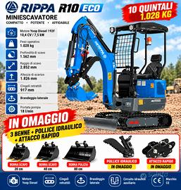 Miniescavatore Rippa R10 10 Quintali + 3 BENNE