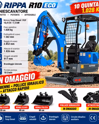 Miniescavatore Rippa R10 10 Quintali + 3 BENNE