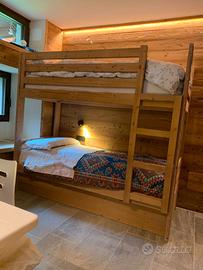 Letto a castello in larice 3 posti con materassi