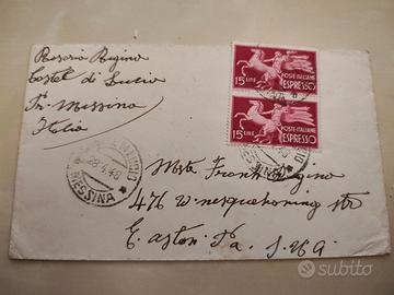 Busta 1948 Sicilia per USA - 30 Lire Tariffa Ester