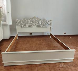 Struttura letto Barocco moderno laccato panna
