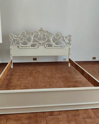 Struttura letto Barocco moderno laccato panna