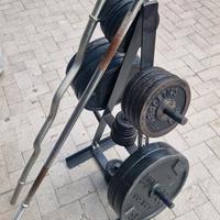 Dischi di varie misure più rastrelliera 