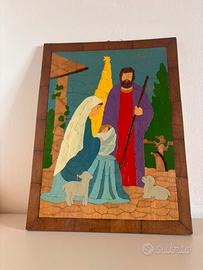 Natività in legno traforo - Quadro artigianale