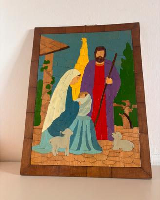Natività in legno traforo - Quadro artigianale