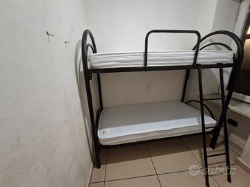 LETTO A CASTELLO NERO CON MATERASSI ORTOPEDICI 