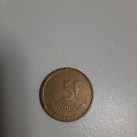 Moneta 5 Franchi Belgio 1986